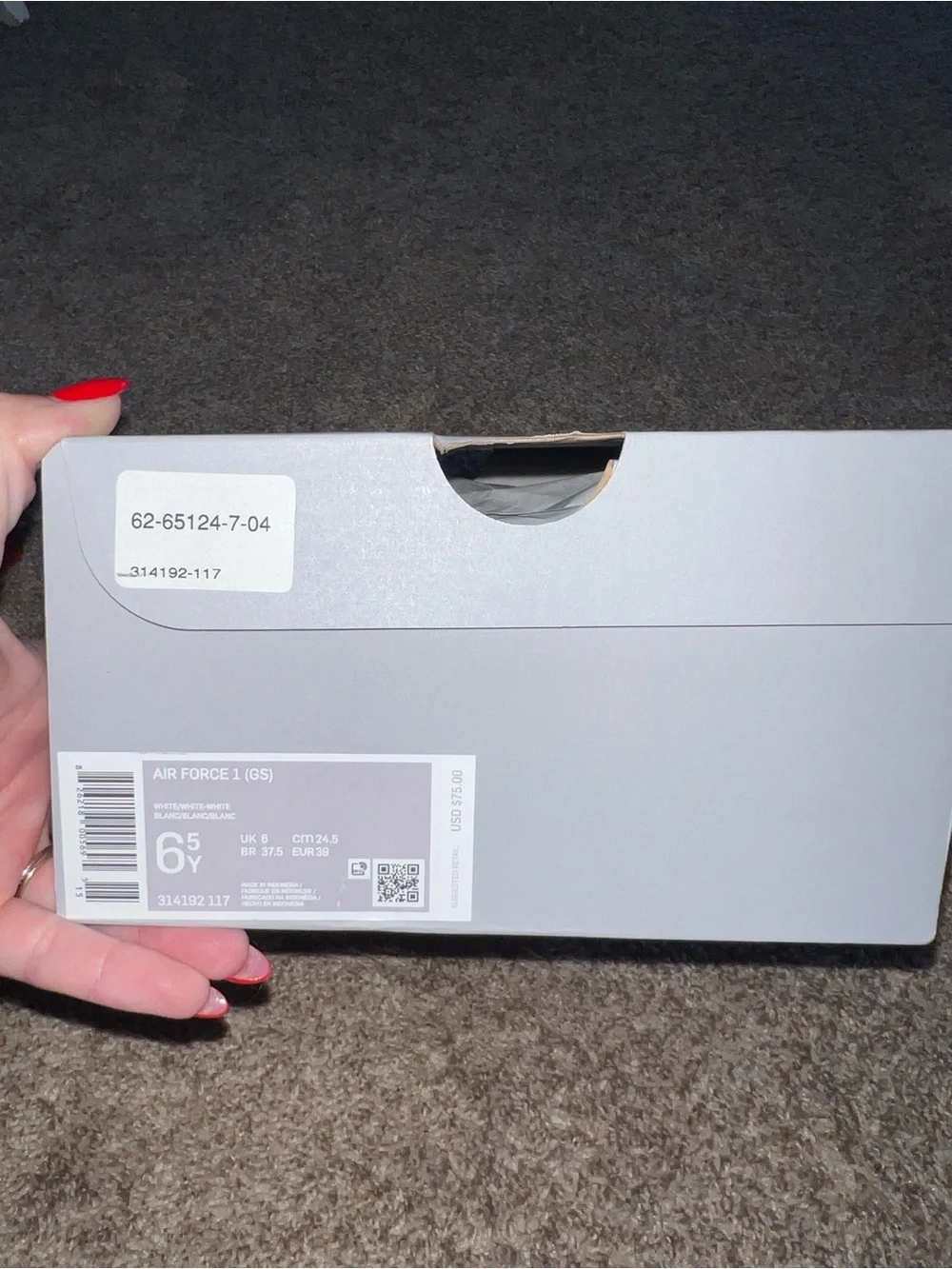 Nike Gray Air Force 1 (GS) size 6.5 Y